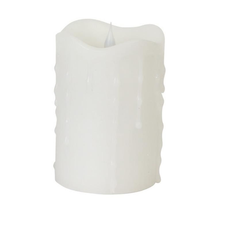 Melrose 5.25" Prelit LED Simplux Dripping Wax Flameless Pillar Candle with Moving Flame - White, 1 of 3