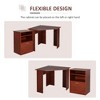 HOMCOM Computer Desk with Printer Cabinet, L-Shaped Corner Desk with Storage, Study PC Workstation for Home Office, Cherry - 3 of 4
