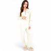 Anna-Kaci Lounge Women's Textured Pajama Set with Long Sleeve Button-Up Top and Contrast Piping Details- Light Beige,Small - 2 of 4