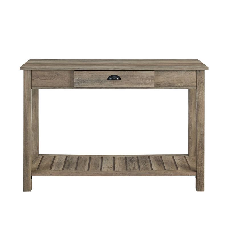 June Rustic Farmhouse Entry Table with Lower Shelf Gray Wash - Saracina Home, 4 of 9