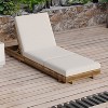 Okak Outdoor Floor Chaise Lounge Premium Acacia Patio Sunbathing Chair,Optional Cushion,Double/Triple Fold,Rustic Tanning Chaise for Poolside,Deck - 2 of 4