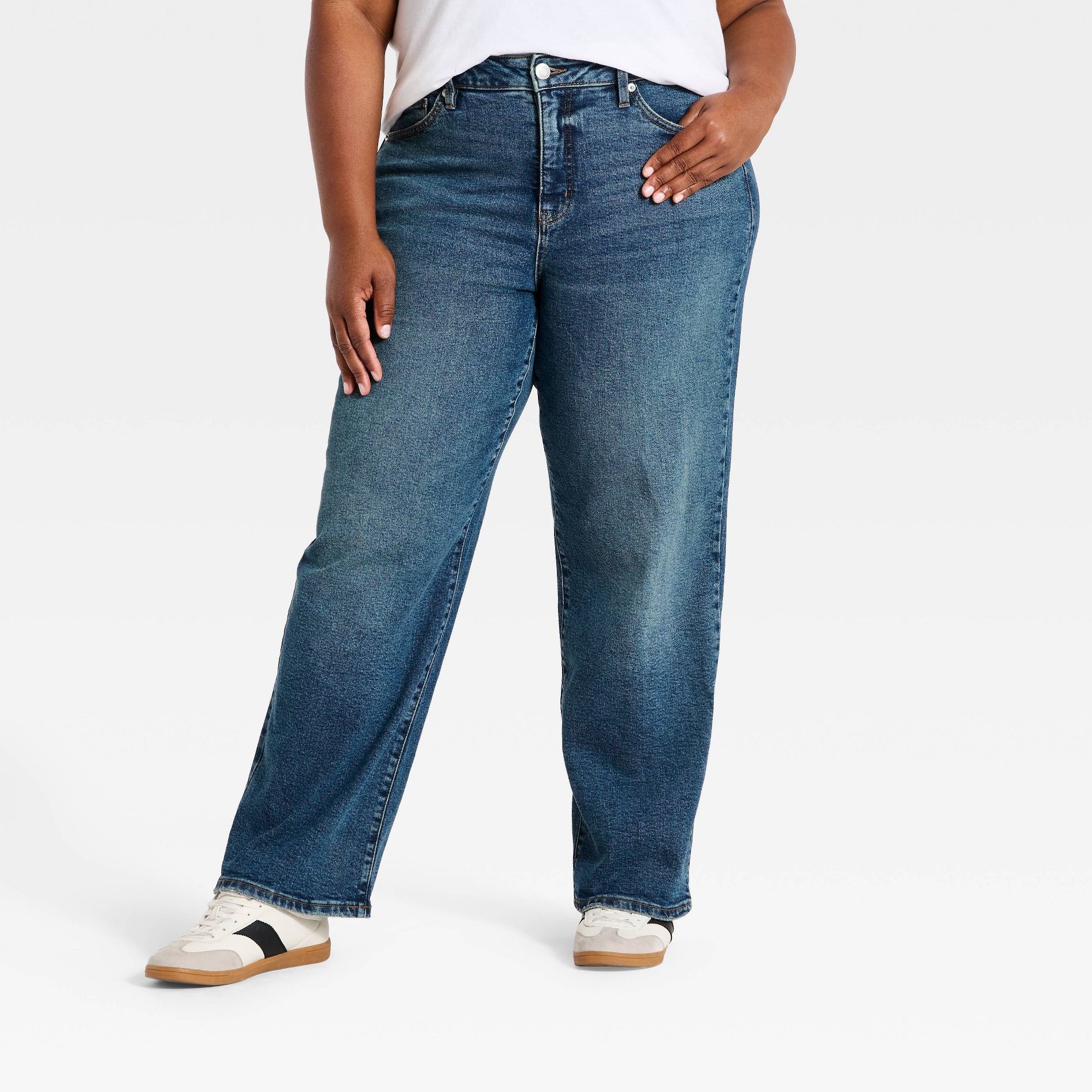 Women's High-Rise Straight Jeans - Ava & Viv™ Medium Wash