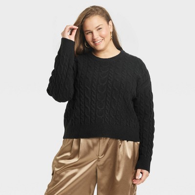Women's Crewneck Pullover Sweater - A New Day™ Black XXL