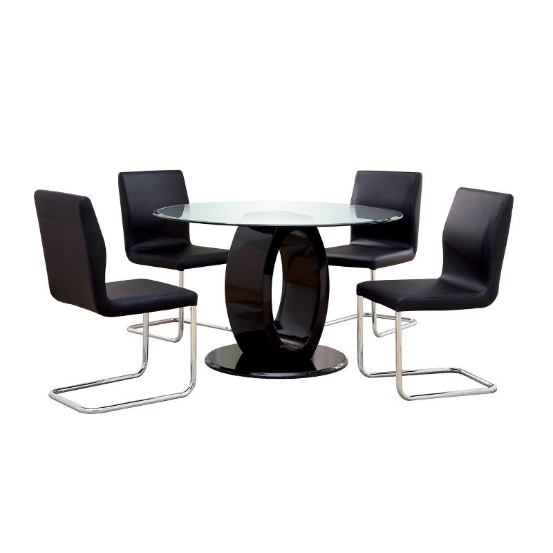 5pc Spearelton&#160;Oval Pedestal Round Dining Table Set Black - HOMES: Inside + Out, 1 of 6