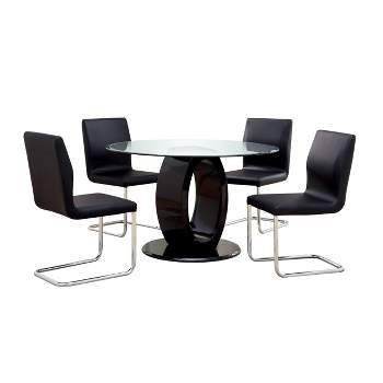 5pc Spearelton Oval Pedestal Round Dining Table Set Black - HOMES: Inside + Out