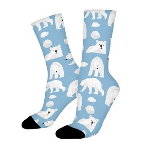 Cute Polar Bear Women Printed Crew Socks Funny Funky Socks Soft Polyester Novelty Gifts for Artists Men - 1 of 1