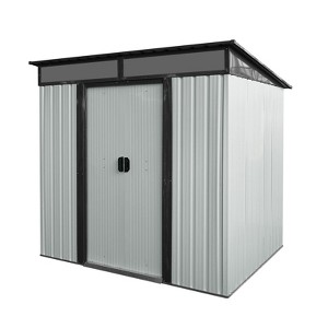 NicBex Outdoor Metal Storage Shed with Lockable Sliding Doors and Transparent Plate for Backyard Garden,Patio - 1 of 4