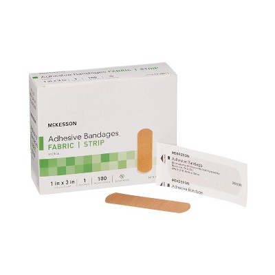 McKesson 16-4811 Performance Adhesive Bandage Fabric Strip 1 in. x 3 in. (Box of 100)