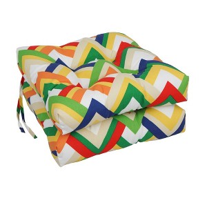 Blazing Needles, 16-inch Spun Polyester Outdoor Square Tufted Chair Cushions (Set of 6) - 1 of 1