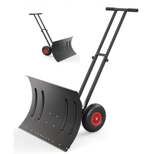 GustoWave Heavy-Duty Snow Shovel with Wheels, 29" Steel Blade, 5-Way Adjustable Handle & Angle for Easy Driveway Clearing - 1 of 4