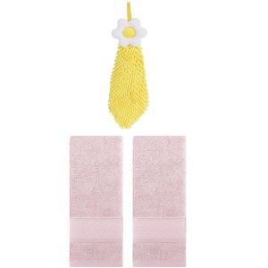 REGALWOVEN 3 Pcs Soft Absorbent Hand Towel Bathroom Decorative Set - 1 of 4