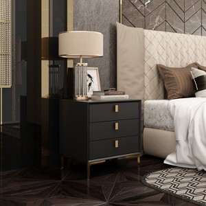 FUFU&GAGA Black Nightstand Sideboard Table 3-drawer - 1 of 4