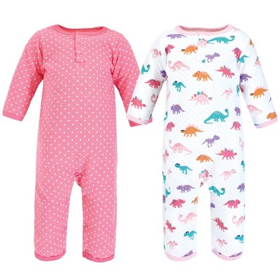 Image of Hudson Baby Infant Girl Premium Quilted Coveralls, Cuteasaurus, 3-6 Months