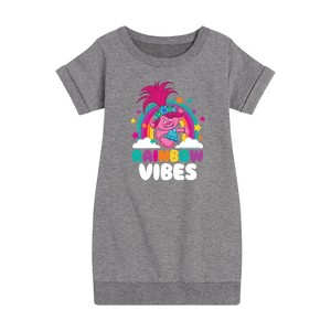 - Trolls - Rainbow Vibes Poppy Graphic Short Sleeve Fleece Dress - 1 of 4