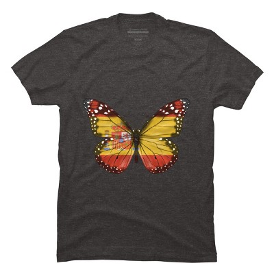Men's Design By Humans Butterfly Flag Of Spain By GiftsIdeas T-Shirt