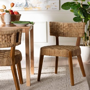 bali & pari Sabit Seagrass and Mahogany Wood Dining Chair Natural/Natural Brown - 1 of 4