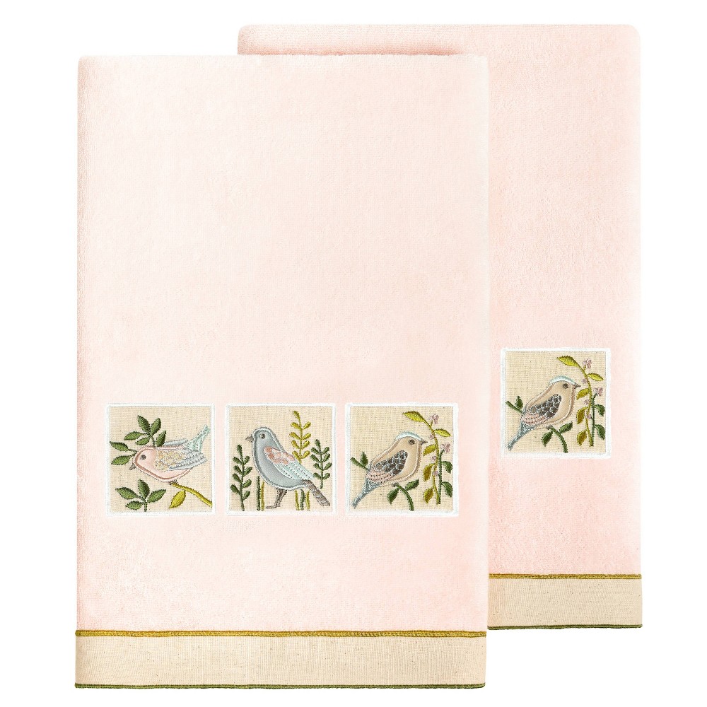 Photos - Towel 2pc Belinda Design Embellished Bath  Set Blush - Linum Home Textiles