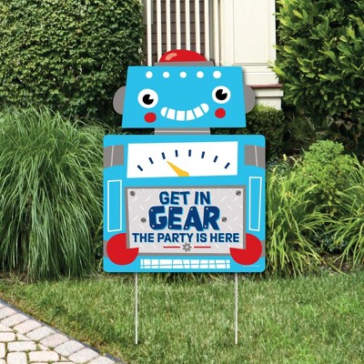 Big Dot of Happiness Gear Up Robots - Party Decorations - Birthday Party or Baby Shower Welcome Yard Sign