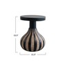 Round Mango Wood Side Table with Striped Base, Black and Natural - 2 of 4
