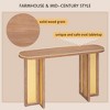 PAGED Farmhouse Narrow Console Table with Rattan Legs, Rattan Entryway Table with Oval Top, Wood Entryway Sofa Table, Couch Table Behind Sofa - 3 of 4