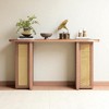 Mshliw Farmhouse Rattan Entryway Table, Oval Console Table with Cross Frame Support, Dining Table for Hallway, Living Room, or Foyer - 3 of 4