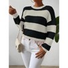Women's Striped Knit Long Sleeve Sweater Casual Color Block Crewneck Pullover Top - 4 of 4