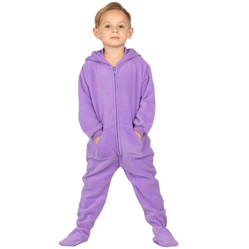 Footed Pajamas - Family Matching - Purple Rain Hoodie Fleece Onesie For Boys, Girls, Men and Women | Unisex, 3 of 6