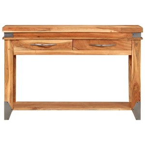 vidaXL Nightstand Storage Cabinet Bedside Table with Drawer Solid Wood Acacia - 43.3" x 13.4" x 29.1" - 1 of 4