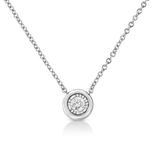 10K White Gold 1/10 Cttw Miracle Set Round-Cut Diamond Pendant Necklace - 1 of 4