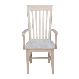 Tall Mission Chair with Arms Unfinished - International Concepts: Solid Wood, Parawood, Slat Back - 1 of 4