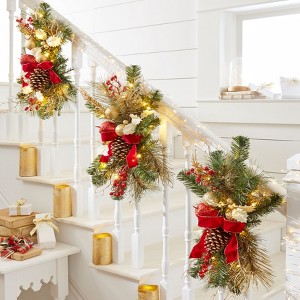 BrylaneHome 24" Pre-Lit Holiday Classics Stair Swag - 1 of 1