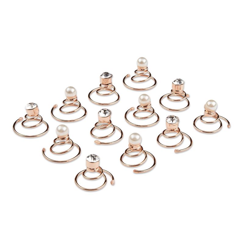 sc&#252;nci be-&#252;-tiful Mini Gems and Pearls Embellished Spin Pins - Gold - 12pcs, 5 of 8