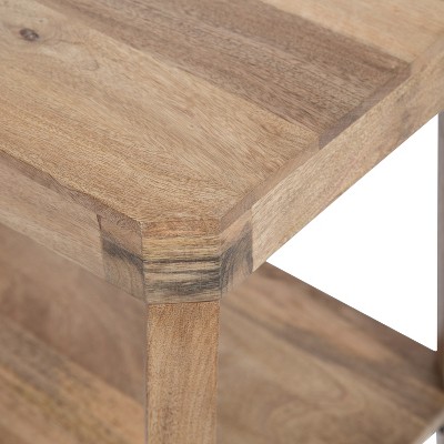 Natural Mango Wood Two-Tier Side Table