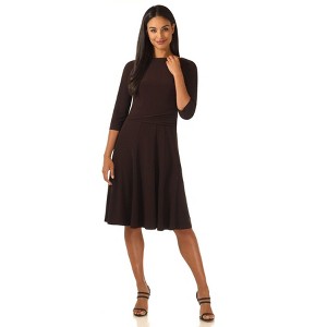 REKUCCI Women's Flippy Fit and Flare Dress with 3/4 Sleeves – Stylish Knee-Length Everyday Dress - 1 of 4