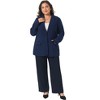 Women's Plus Size Lapel Button Down Long Sleeves Business Casual Suit Blazer with Pockets - Agnes Orinda - 3 of 4
