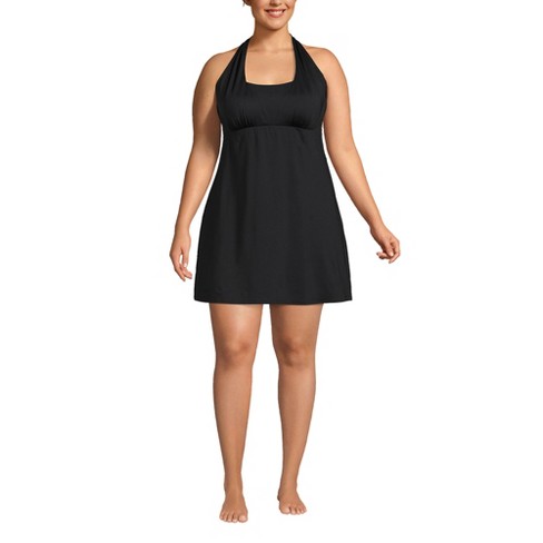 Lands' End Women's Chlorine Resistant Square Neck Halter Swim Dress One ...
