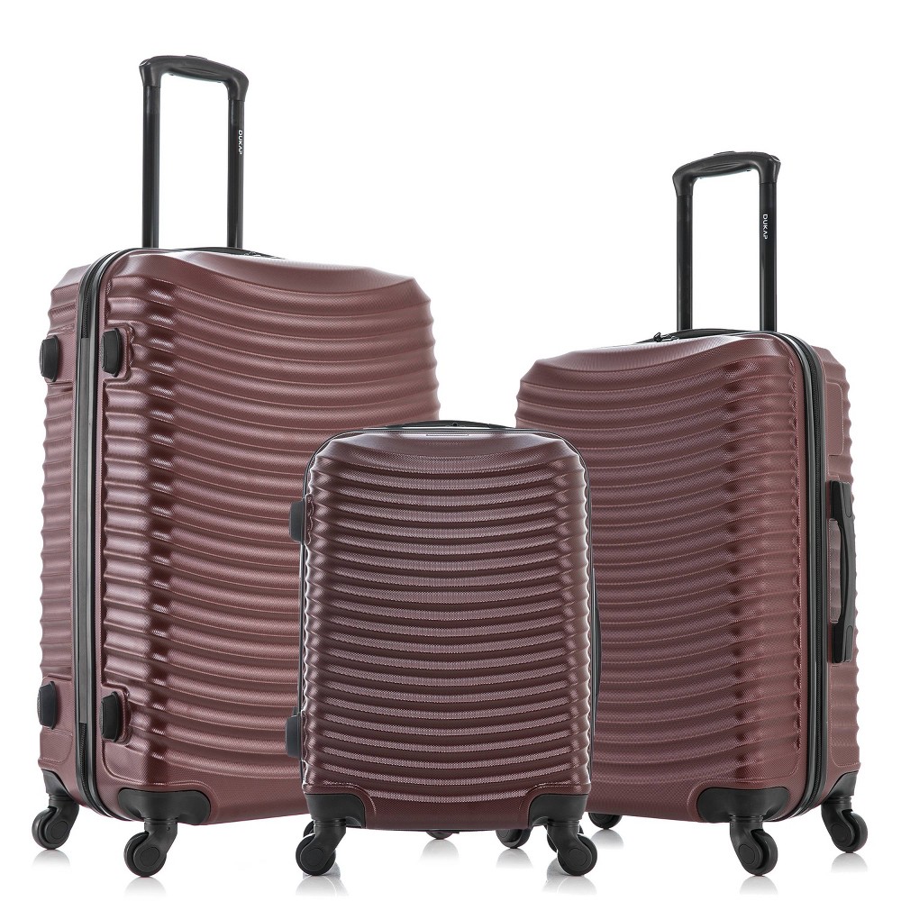 Photos - Luggage Dukap Adly Lightweight Hardside Checked Spinner  Set 3pc - Red 