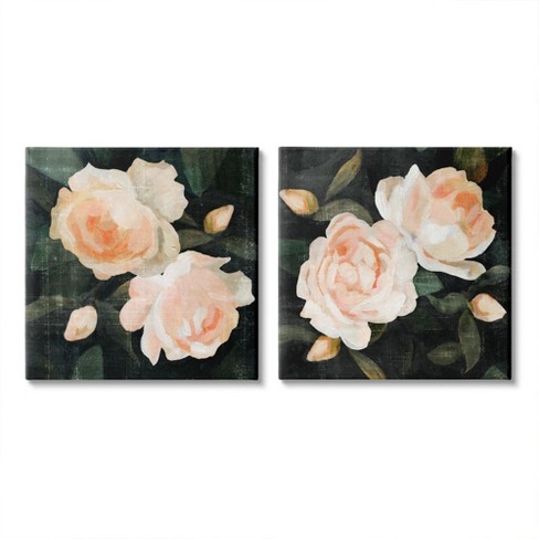 Stupell Industries Country Rose Garden Pink Green Nature Flower Painting Gallery Wrapped Canvas Wall Art 2pc Set, 17 x 17 - image 1 of 3