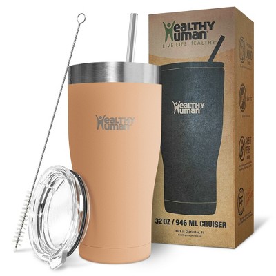 Papaya Stainless Steel Insulated Travel Tumbler with Straw & Lid
