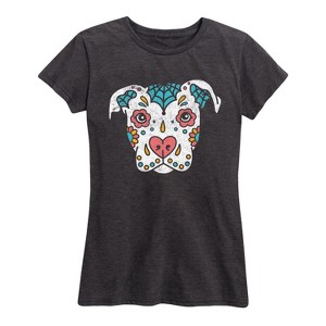 Women's - Instant Message - Sugar Skull Dog Short Sleeve Graphic T-Shirt - 1 of 4
