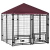 55'' Outdoor Dog Kennel with Roof,Heavy Duty Walk-in Dog Playpen with UV and Water Resistant Canopy–LAOTIES - 3 of 4