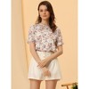 INSPIRE CHIC Women's Chiffon Short Sleeve Ruffled Trim Floral Blouse - 3 of 4