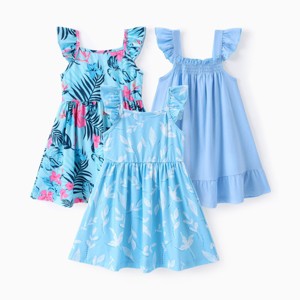 PATPAT 3pk Multipack Girl Toddler Dresses Sleeveless Strawberry Pineapple Fruits Polka Dots Casual Ruffle Cute Dresses - 1 of 4