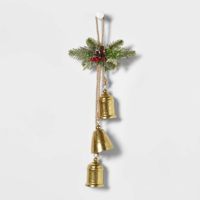 Hanging Decorative Gold Bells With Greenery - Wondershop™ : Target