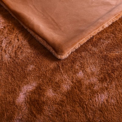 Ginger Orange Faux Fur Reversible Throw Blanket 50" x 60"