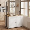 Coolmee Mobile Kitchen Island with Storage 42" - Heavy Duty Kitchen Cart with 2-Tier Shelves & 5 Hooks,  Wood Countertop for Small Spaces - 4 of 4