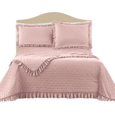 Collections Etc Textured Design Ruffled Border Solid Color Quilt Twin ...