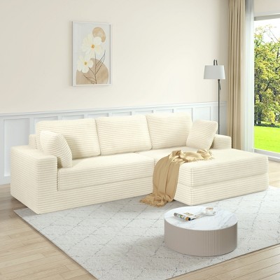 NicBex Couches for Living Room L shape Modular Sectional Sofa Left Sofa Seat Corduroy Upholstered Compressed Sofa Couch Unfold Into a Bed