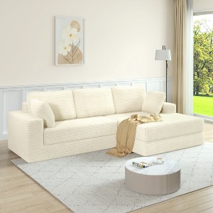 NicBex Couches for Living Room L shape Modular Sectional Sofa Left Sofa Seat Corduroy Upholstered Compressed Sofa Couch Unfold Into a Bed - 1 of 4