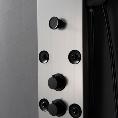 Black Nickel 8-Jet Rainfall Shower Panel System with LED Light